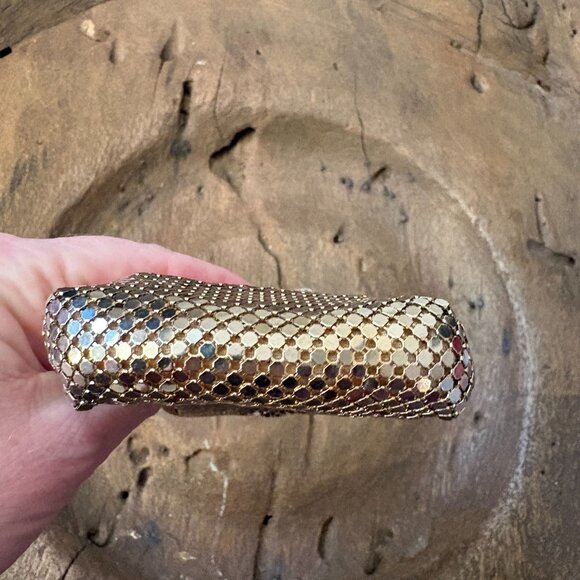 Whiting & Davis vintage gold metal mesh cigarette / glasses case IMPERFECT READ - Picture 4 of 8